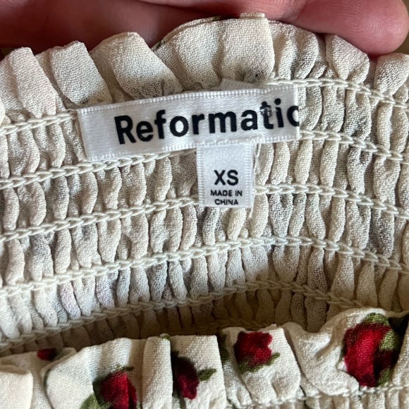 Reformation White Floral Puff Sleeve Blouse - Picture 3 of 3